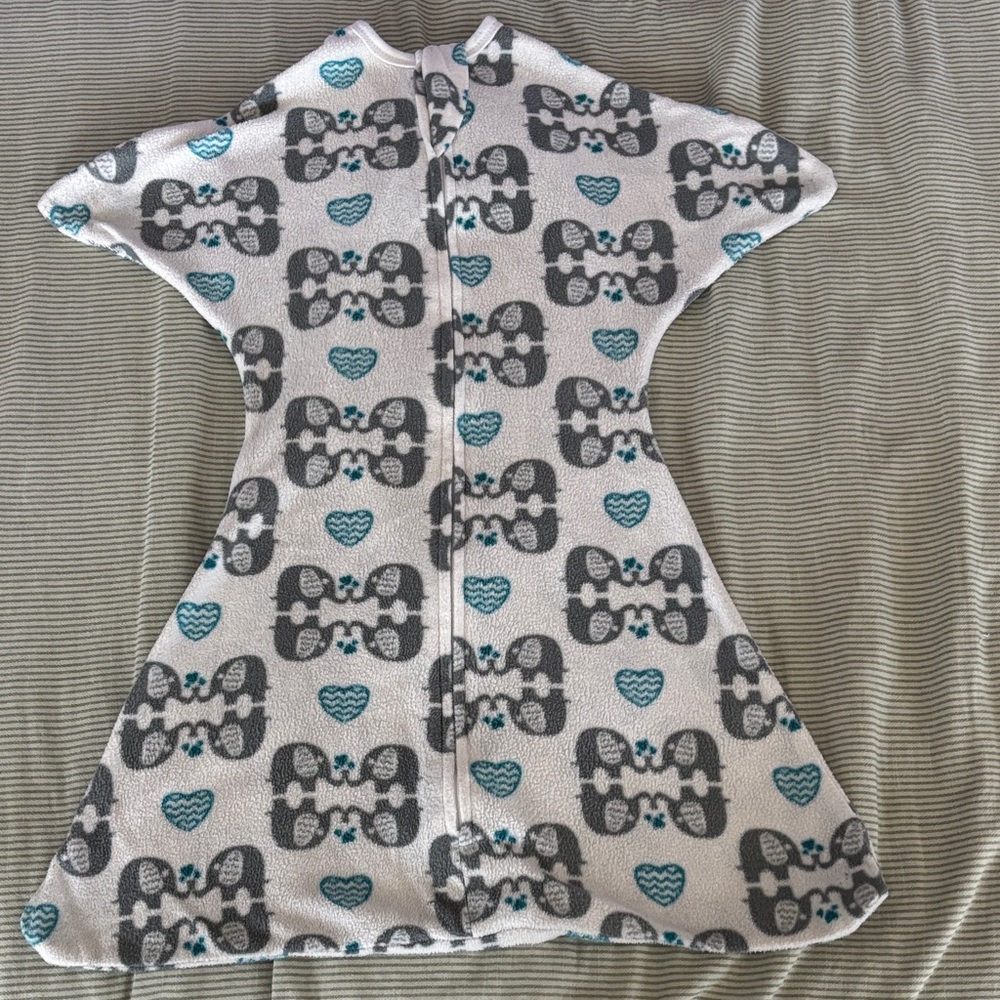 Gray and Blue Elephany Sleeping Baby Zipadee Small